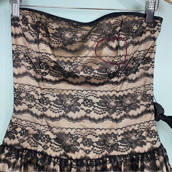 VTG Jessica McClintock for Gunne Sax‎ Lace Champaign Black Mini Dress Sz 7 or 8 - Picture 2 of 7